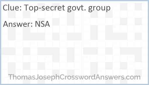 Top-secret govt. group Answer