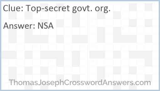 Top-secret govt. org. Answer