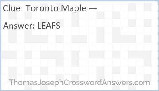 Toronto Maple — Answer