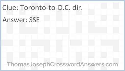 Toronto-to-D.C. dir. Answer