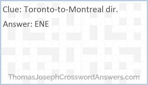 Toronto-to-Montreal dir. Answer