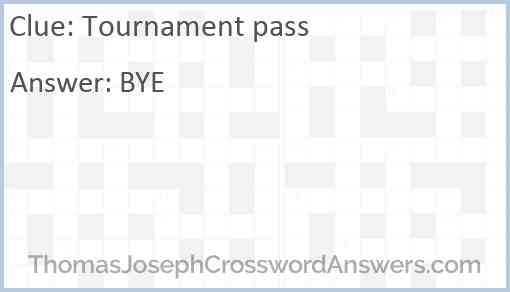Tournament pass Answer