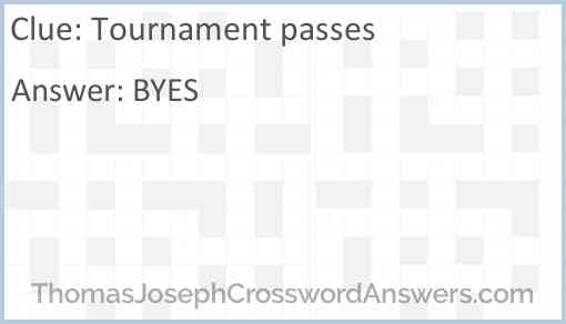 Tournament passes Answer