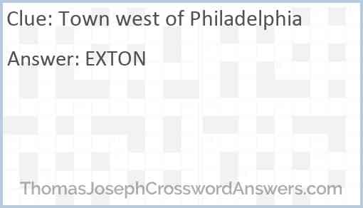 Town west of Philadelphia Answer