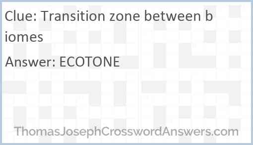 Transition zone between biomes Answer