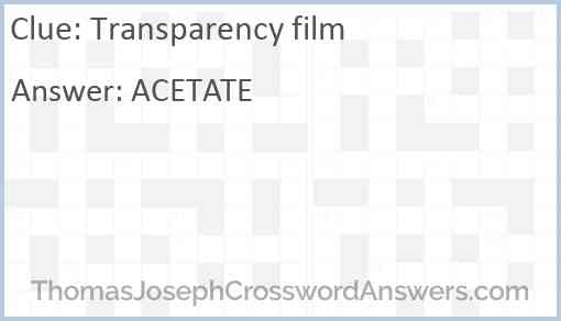 Transparency film Answer