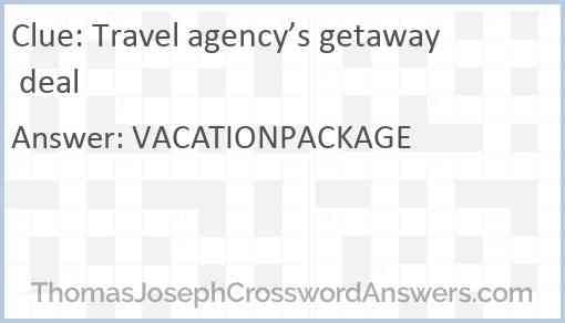 Travel agency’s getaway deal Answer