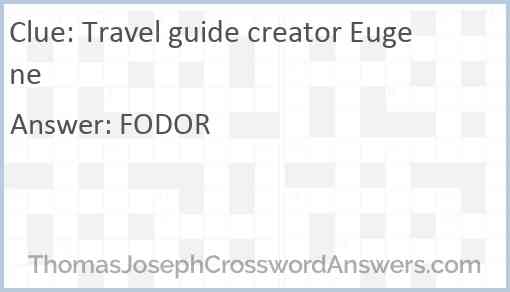 Travel guide creator Eugene Answer