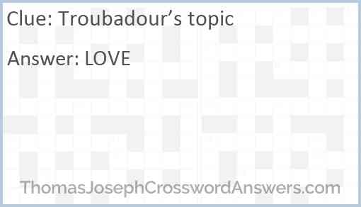 Troubadour’s topic Answer