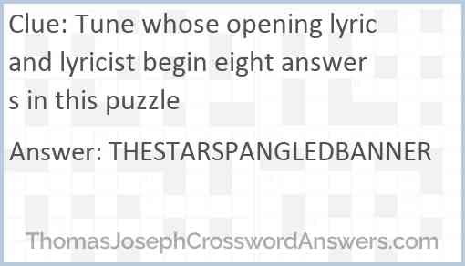 Tune whose opening lyric and lyricist begin eight answers in this puzzle Answer
