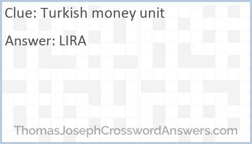 Turkish money unit Answer