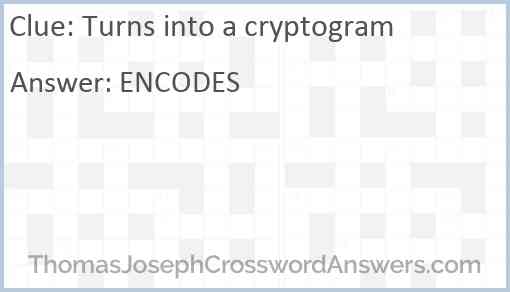 Turns into a cryptogram Answer