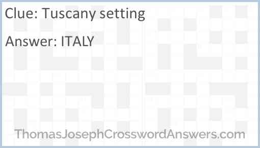 Tuscany setting Answer