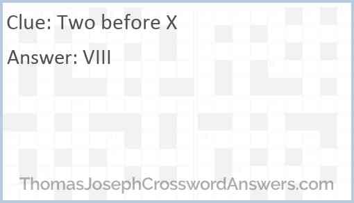 Two before X Answer