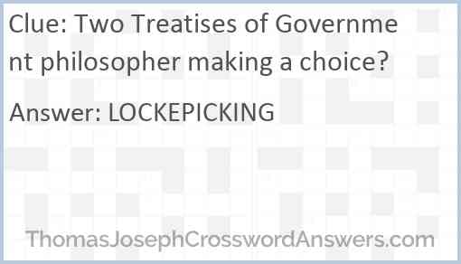 Two Treatises of Government philosopher making a choice? Answer