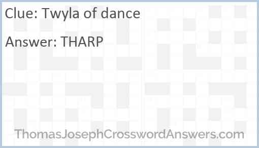 Twyla of dance Answer