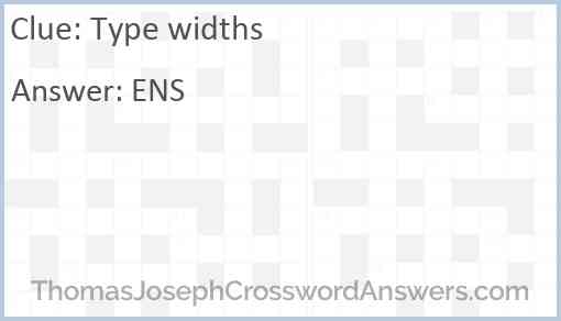 Type widths Answer