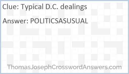Typical D.C. dealings Answer