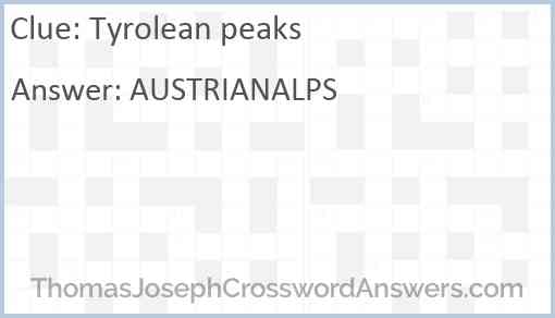 Tyrolean peaks Answer