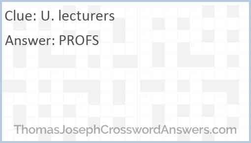 U. lecturers Answer