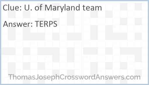 U. of Maryland team Answer