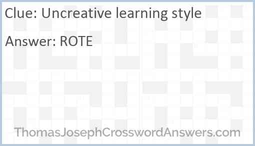 Uncreative learning style Answer