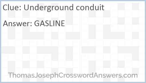 Underground conduit crossword clue ThomasJosephCrosswordAnswers com