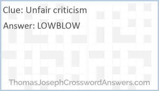 Unfair criticism Answer