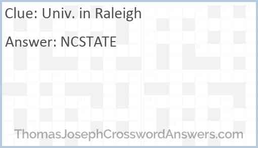 Univ. in Raleigh Answer