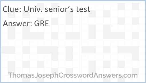 Univ. senior’s test Answer