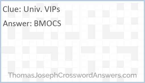 Univ VIPs crossword clue ThomasJosephCrosswordAnswers com