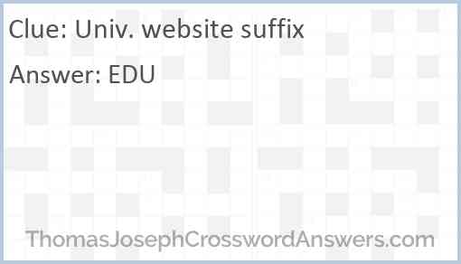 Univ. website suffix Answer