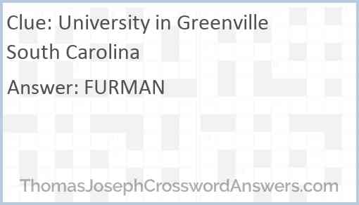 University in Greenville South Carolina Answer