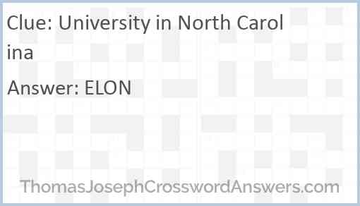 University in North Carolina Answer