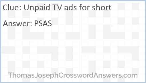 Unpaid TV ads for short Answer