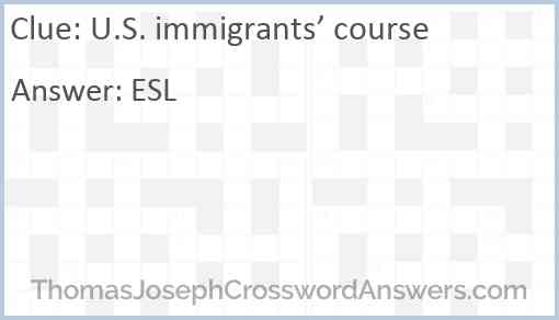U.S. immigrants’ course Answer