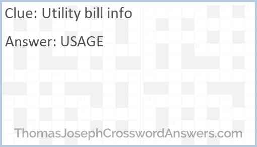 Utility bill info Answer