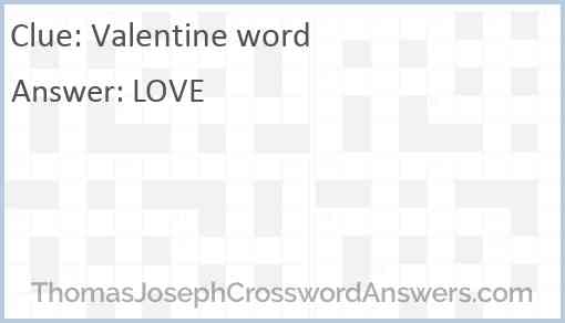 Valentine word Answer