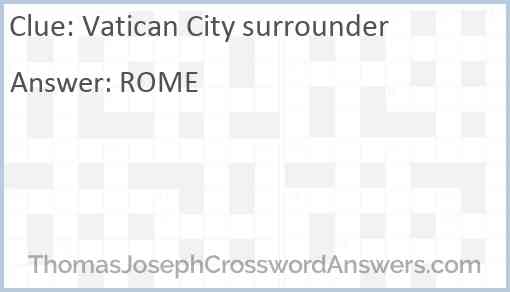 Vatican City surrounder Answer