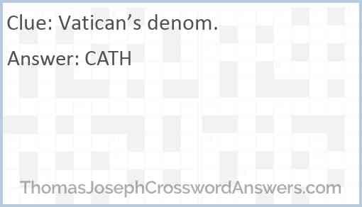 Vatican’s denom. Answer