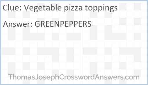 Vegetable pizza toppings Answer