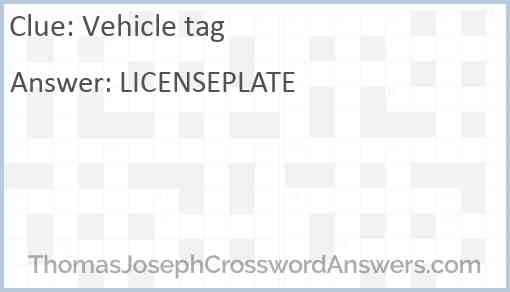 Vehicle tag Answer