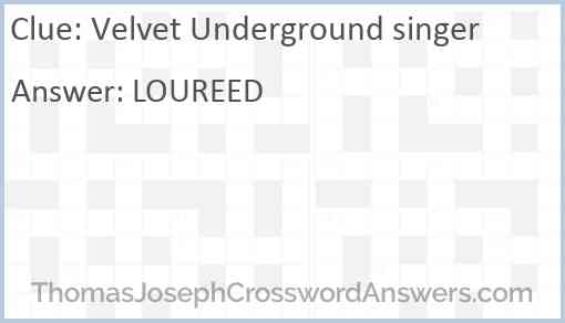 Velvet Underground singer Answer
