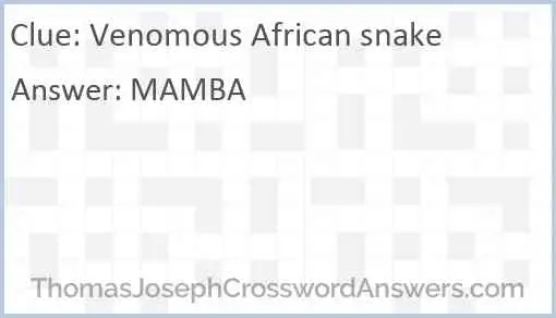 Venomous African snake Answer