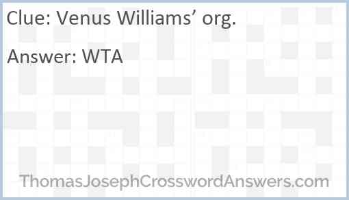 Venus Williams’ org. Answer