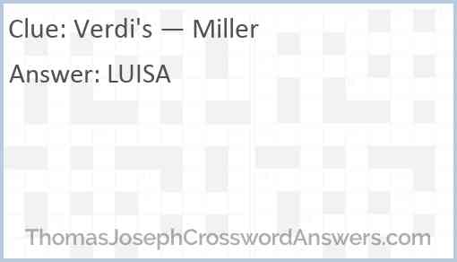 Verdi's — Miller Answer