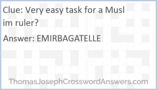 Very easy task for a Muslim ruler? Answer