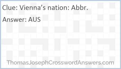 Vienna’s nation: Abbr. Answer