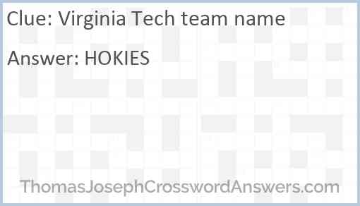 Virginia Tech team name Answer