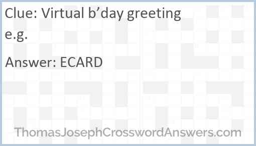 Virtual b’day greeting e.g. Answer